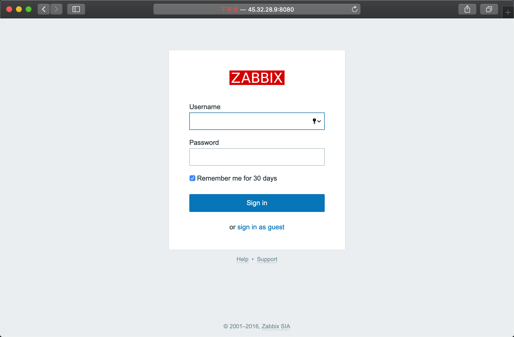 zabbix登录页面